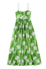 Load image into Gallery viewer, Green Spaghetti Straps Print Maxi Dresses
