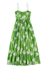 Load image into Gallery viewer, Green Spaghetti Straps Print Maxi Dresses
