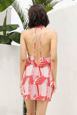 Load image into Gallery viewer, Halter Open Back Printed Mini Dress
