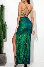 Load image into Gallery viewer, Halter Crisscross Backless Sequins Dress
