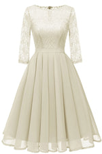 Load image into Gallery viewer, Ivory A-line Short Lace Prom Dress With Sleeves
