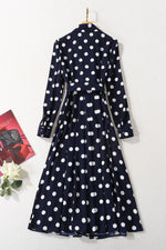 Load image into Gallery viewer, Kate Middleton Dark Navy Polka Dot Dress
