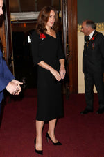 Load image into Gallery viewer, Kate Middleton &amp; Ivanka Trump Inspired Black Midi Half Sleeves Dress
