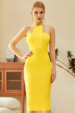 Load image into Gallery viewer, Knee Length Yellow Cocktail Bandage Dress
