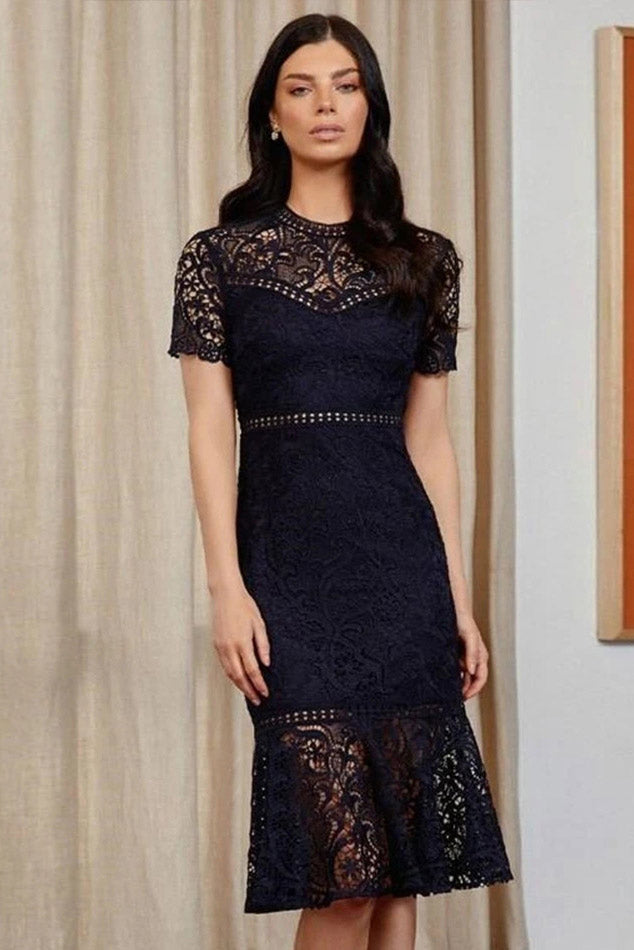 Knee Length Lace Backless Cocktail Party Dress