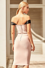 Load image into Gallery viewer, Knee Length Off-the-Shoulder Cocktail Bandage Dress
