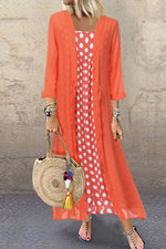 Load image into Gallery viewer, Pink Polka Dot Two-piece Maxi Dress
