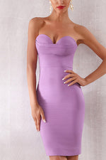 Load image into Gallery viewer, Lavender Strapless Slit Back Bandage Club Dress

