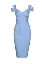 Load image into Gallery viewer, Dark Navy Off-the-shoulder V-neck Bandage Dress
