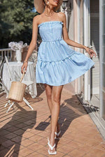 Load image into Gallery viewer, Light Sky Blue Strapless A-Line Mini Dress
