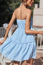Load image into Gallery viewer, Light Sky Blue Strapless A-Line Mini Dress
