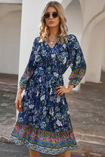 Load image into Gallery viewer, Long Sleeve Mid Length Floral Dress
