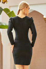 Load image into Gallery viewer, Mini Black Long Sleeve Bandage Party Dress
