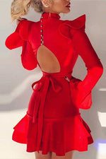 Load image into Gallery viewer, Mini Red Long Sleeve Party Homecoming Dress

