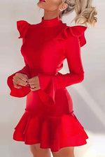 Load image into Gallery viewer, Mini Red Long Sleeve Party Homecoming Dress
