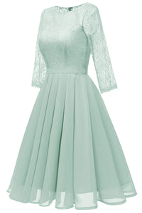Ivory A-line Short Lace Prom Dress With Sleeves