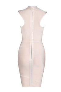 Nude High Neck Sleeveless Bandage Dress