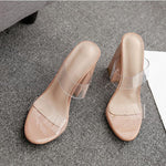 Load image into Gallery viewer, Nude Transparent Open Toe High Chunky Heel Sandals
