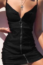 Load image into Gallery viewer, O-ring Zip Up Sleeveless Bodycon Dress
