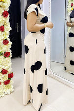 Load image into Gallery viewer, Dot O Neck Short Sleeve Bodycon Maxi Dress
