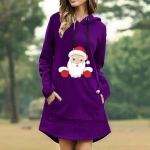 Women Hoodies Dress Oversized Sweatshirts Christmas Long Sleeve Tunic Dress
