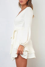 Load image into Gallery viewer, Long Sleeve Ruffle Wrap Knit Dress
