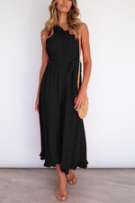 Load image into Gallery viewer, Ruffles One Shoulder Belted Maxi Dress
