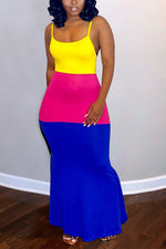 Load image into Gallery viewer, Pretty In Color Block Slip Maxi Dress
