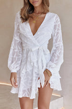 Load image into Gallery viewer, Layer Ruffles Wrap Mini Dress
