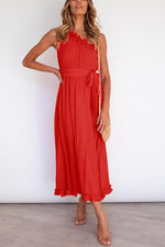 Load image into Gallery viewer, Ruffles One Shoulder Belted Maxi Dress
