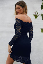 Load image into Gallery viewer, Off-Shoulder Lace Mini Dress

