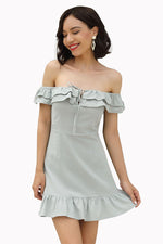 Load image into Gallery viewer, Off-the-shoulder Backless Empire Fitted Ruffled Dress
