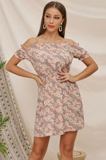 Load image into Gallery viewer, Off-the-shoulder Empire Spaghetti Straps Printed Dress
