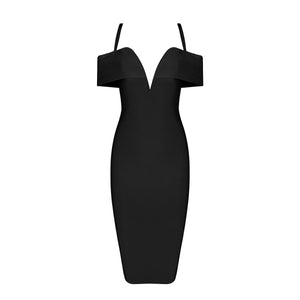 Black Off-the-shoulder Sexy Bandage Cocktail Dress
