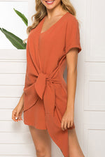 Load image into Gallery viewer, V-neck Tie Front Wrap Dress
