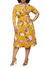 Load image into Gallery viewer, Floral V Neck Plus Size Midi Dress For Women
