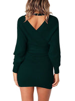 Load image into Gallery viewer, Women&#39;s Sexy V Neck Long Sleeve Knitted Mini Dresses
