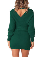 Load image into Gallery viewer, Women&#39;s Sexy V Neck Long Sleeve Knitted Mini Dresses
