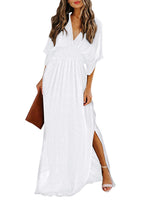 Load image into Gallery viewer, Women&#39;s V Neck Smocked Maxi Dress Casual Long Sleeve Dress
