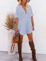 Load image into Gallery viewer, Women V Neck Long Sleeve Button Down Blouse Oversized Tunic Dress
