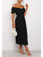 Load image into Gallery viewer, Women&#39;s Off Shoulder Long Vacation Dress Beach Cocktail Maxi Flowy Dress
