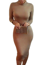 Load image into Gallery viewer, Turtleneck Bodycon Dresses Sexy Long Sleeve Midi Dress For Women
