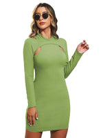 Load image into Gallery viewer, Sexy Long Sleeve Dress Women&#39;s Cut Out Knit Bodycon Club Mini Dress
