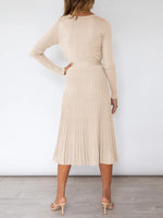 Load image into Gallery viewer, Women&#39;s Long Sleeve Midi Dress Wrap Pleated Sweater Dresses
