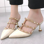 Load image into Gallery viewer, Patent Leather T-strap Pointed Toe Sandals With Rivet
