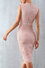 Load image into Gallery viewer, Pink Lace Sleeveless Bandage Party Dress
