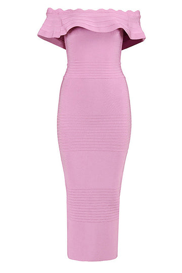 Pink Off-the-shoulder Bandage Prom Dress