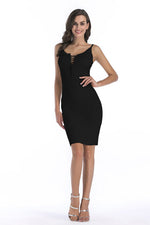 Load image into Gallery viewer, Pink Strappy Lace-up Front Knit Bodycon Dress

