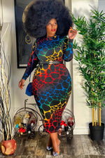 Load image into Gallery viewer, Plus Size Print Long Sleeve Party Dress
