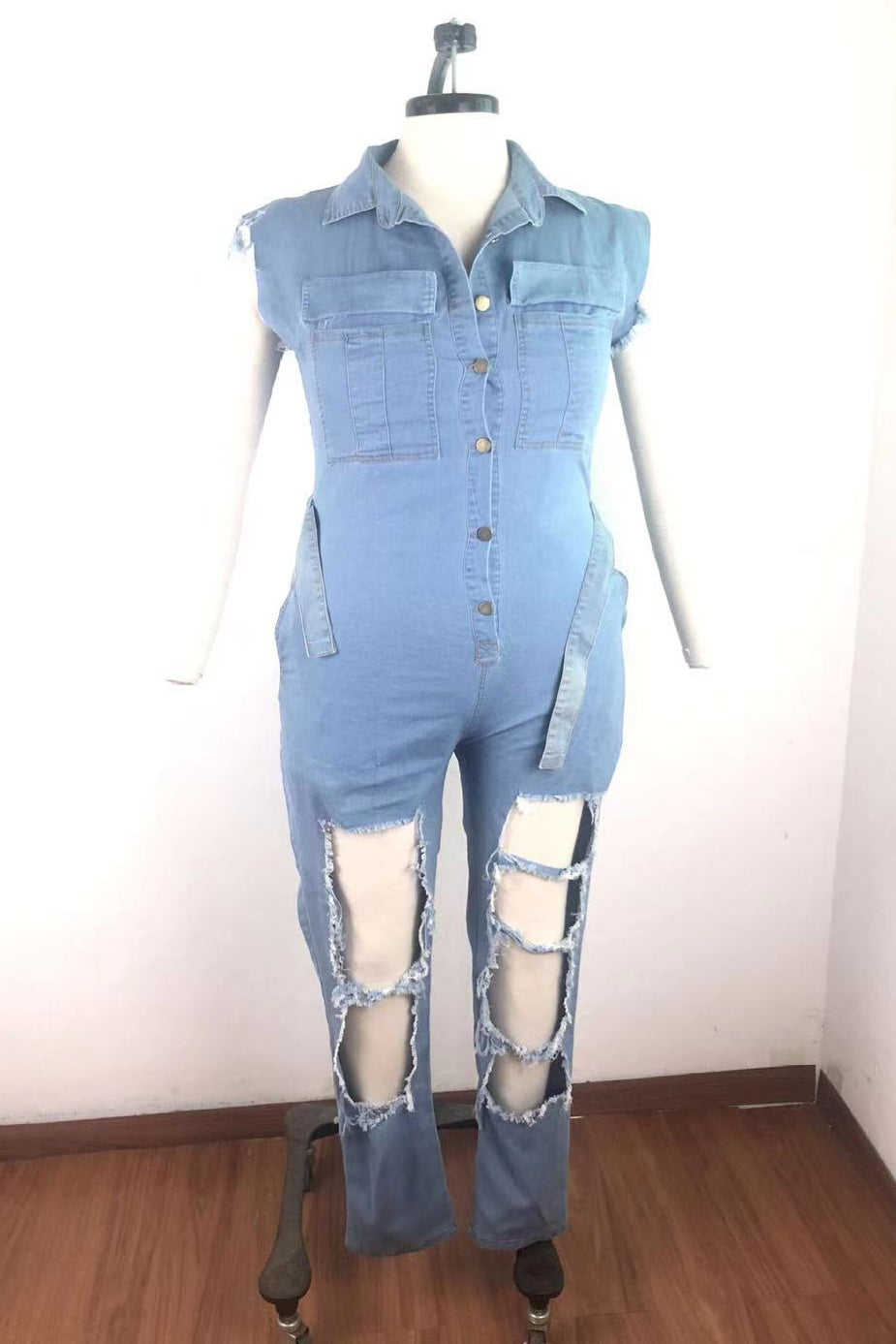 Plus Size Sexy Cut Out Jumpsuit Jeans